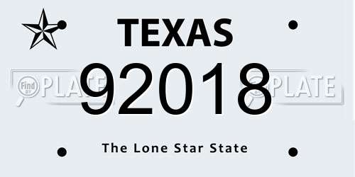 92018 Texas License Plate