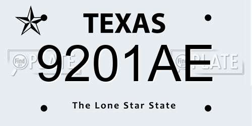 9201AE Texas License Plate
