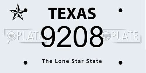 9208 Texas License Plate