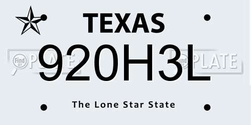 920H3L Texas License Plate