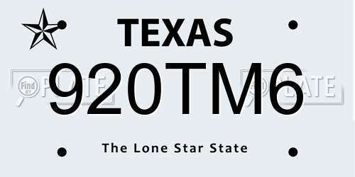 920TM6 Texas License Plate