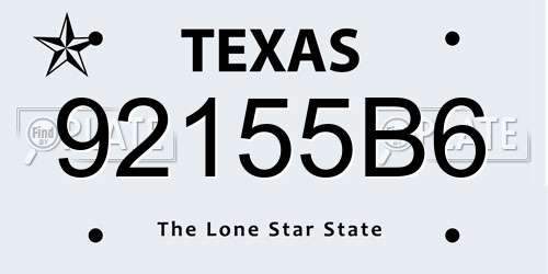 92155B6 Texas License Plate