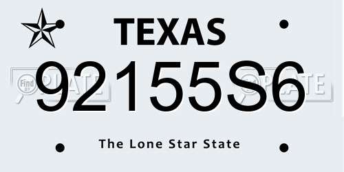 92155S6 Texas License Plate