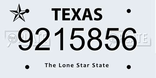 9215856 Texas License Plate