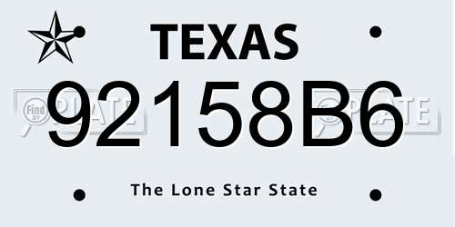 92158B6 Texas License Plate