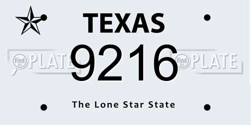 9216 Texas License Plate