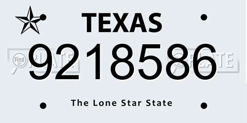 9218586 Texas License Plate