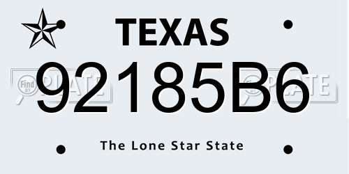 92185B6 Texas License Plate