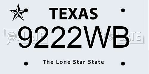9222WB Texas License Plate