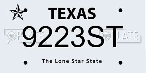 9223ST Texas License Plate