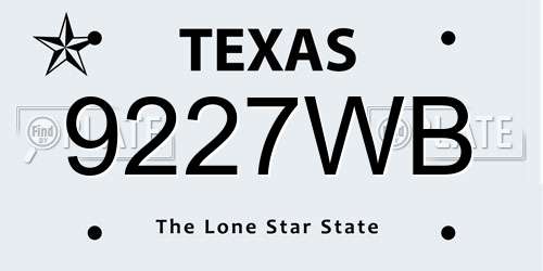 9227WB Texas License Plate