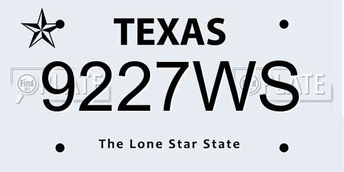 9227WS Texas License Plate