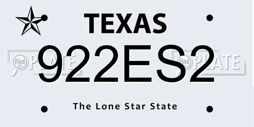 922ES2 Texas License Plate