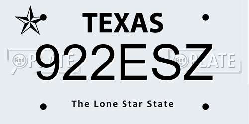 922ESZ Texas License Plate