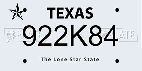 922K84 Texas License Plate