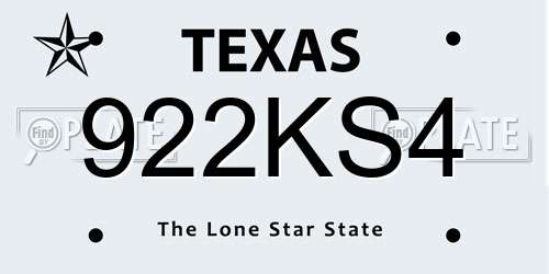 922KS4 Texas License Plate