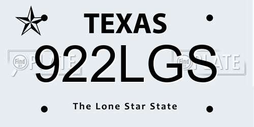 922LGS Texas License Plate