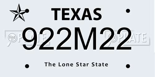 922M22 Texas License Plate