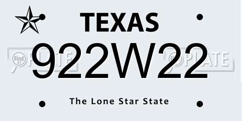 922W22 Texas License Plate