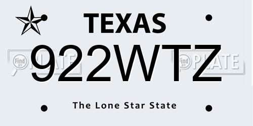 922WTZ Texas License Plate
