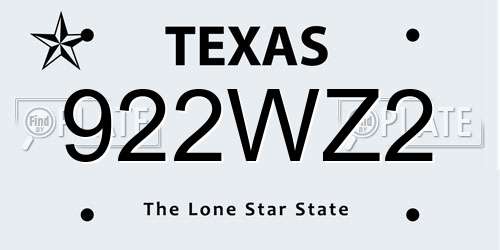 922WZ2 Texas License Plate