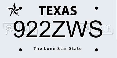 922ZWS Texas License Plate