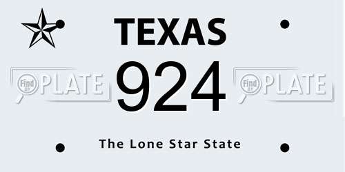 924 Texas License Plate