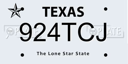 924TCJ Texas License Plate