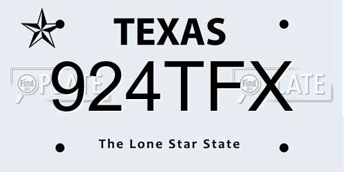 924TFX Texas License Plate