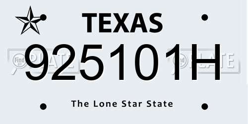 925101H Texas License Plate