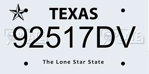 92517DV Texas License Plate