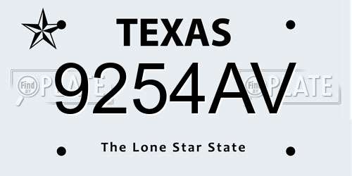 9254AV Texas License Plate
