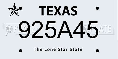 925A45 Texas License Plate