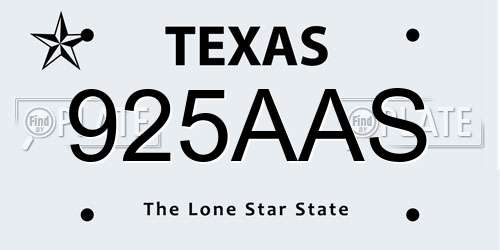 925AAS Texas License Plate