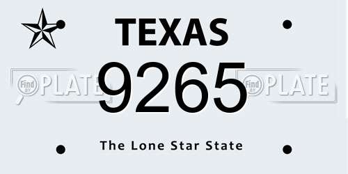9265 Texas License Plate