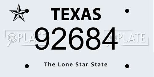 92684 Texas License Plate