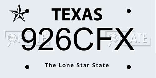 926CFX Texas License Plate