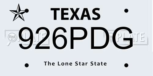 926PDG Texas License Plate