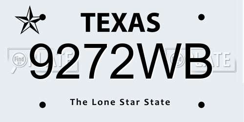 9272WB Texas License Plate