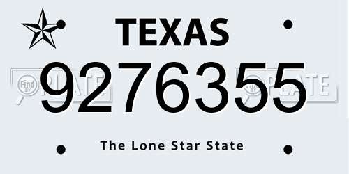 9276355 Texas License Plate