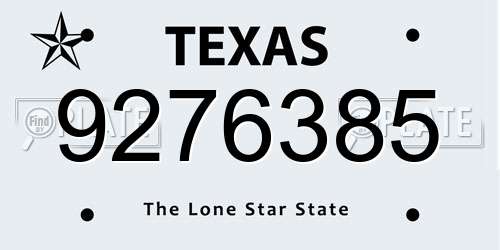 9276385 Texas License Plate
