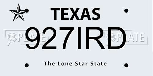 927IRD Texas License Plate