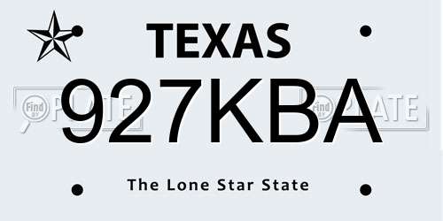 927KBA Texas License Plate