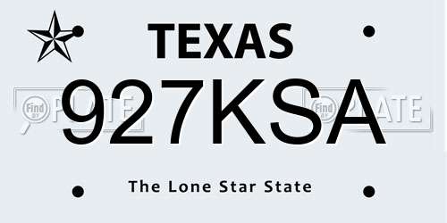 927KSA Texas License Plate