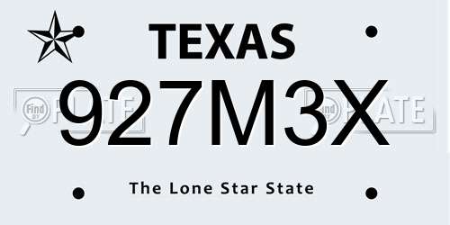 927M3X Texas License Plate