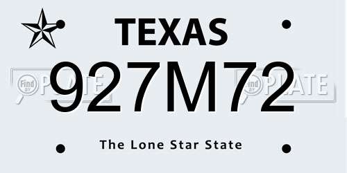 927M72 Texas License Plate