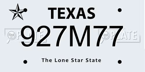 927M77 Texas License Plate