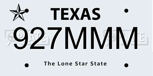 927MMM Texas License Plate