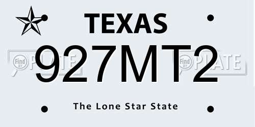 927MT2 Texas License Plate