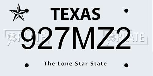 927MZ2 Texas License Plate